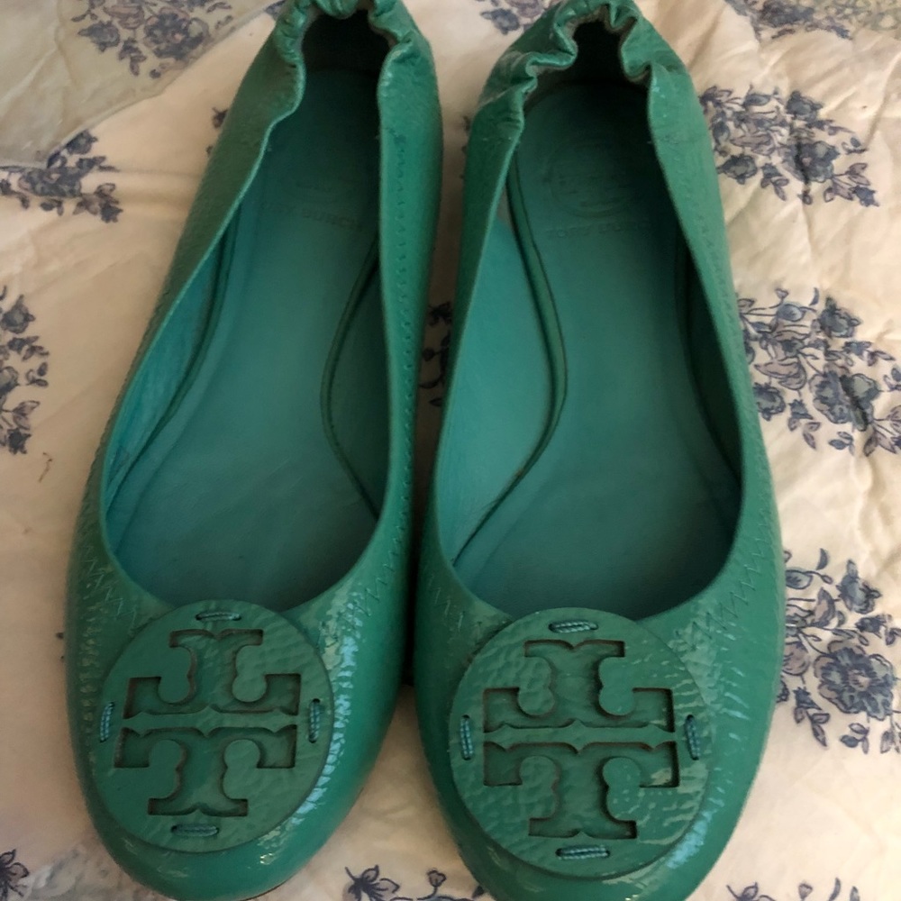 Tory Burch turquoise Miller flats 6.5